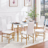 4pcs White Faux Leather Dining Chairs Golden Footrest Legs Kitchen Dining Room
