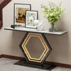 Large Marble Console Table Hallway Long Table Pentagon Frame Side Station Table