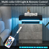 LED Nightstand Modern Faux Marble End Table Versatile Bedside Table W/ 2 Drawers