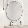 Large Industrial Round Wall Mirror Brushed Silver Metal Frame Mirror Bathroom UK
