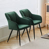 2pcs Green Velvet Dining Chairs Set Padded Seat Metal Legs Kitchen Furniture