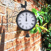 Outdoor Garden Gentral Station Wall Clock Ornament Double Sided Outside Bracket