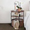 Industrial Wood Metal Bedside Table W/ Storage Basket Sofa End Coffee Side Table