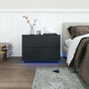 LED Bedside Table Chest of Drawer with 2 Drawers High Gloss with USB Light Black