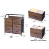 Chest of Drawers Fabric Cabinet Storage with 5 Drawers Metal Frame Wood Grain