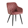 Set of 2 Pink Dining Chair Velvet Breakfast Chair Metal Legs Dining Room Kitchen