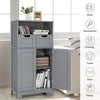 Bathroom Floor Cabinet Wooden Storage Cupboard with Adjustable Shelf & Doors