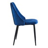 2* Blue Velvet Dining Chairs Kitchen Dining room Padded High Back Metal Legs