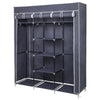 Mondeer Canvas Wardrobe Storage Organiser Fabric with Rail & Shelves Grey/Black