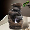 Desk Water Feature Cascade Rockery and Wood Waterfall Statue with LED Lights UK