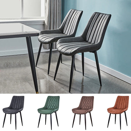 Pair of PU Faux Leather Dining Chairs Kitchen Dining room Chairs Office Family