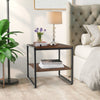 Set of 2 Coffee End Table Industrial 2-Tier Side Tables Square Accent Tables