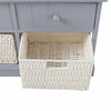 Grey Wooden Storage Bench With Drawers & Baskets Hallway Seater Stool Cushion UK