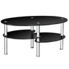 3-Tire Modern Oval Tea Table Smooth Glass Coffee Table Sofa End Side Table