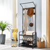 3-in-1 Industrial Coat Rack w/ Shoe Bench Storage Shelf Bench Coat Stand w/Hooks