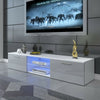 63" Modern Grey TV Unit Cabinet Stand Matt Body High Gloss Blue LED Large Doors