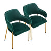 2*Green Velvet Dining Chairs Golden Leg Armchairs Kitchen Restaurant Cafe Chairs