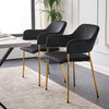 Set of 2 Black Velvet Dining Chairs Golden Leg Armchairs Kitchen Restaurant Cafe