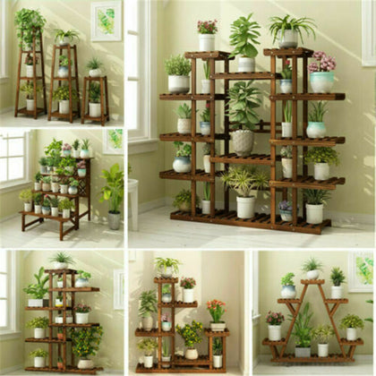 Small Medium Large Multi Tier Tiered Plant Stand Carbonized Shelf Holder Flower