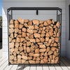 70" Outdoor Metal Log Store Stack Holder Wood Firewood Rack Garden Storage Shed