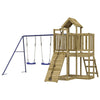 Playhouse with Climbing Wall Swings Impregnated Wood Pine W0A2