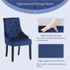 2pcs Blue Velvet Dining Chairs Button-Tufted Upholstered with Rivets Ring Pull