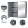 Bathroom Cabinet Cupboard Make-up Storage Shelves with Mirror Double Door Grey