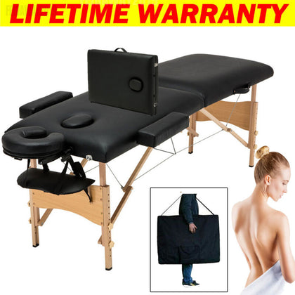 Massage Table Bed Beauty Salon Couch Stool Therapy Chair Tattoo Adjustable Black