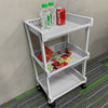 3 Tier Plastic Kitchen Trolley Carts Rack With Wheels Storage Shelf Off-white