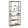 6 Tier Industrial Metal Book Shelf Ladder Shelving Rack Storage Unit Organizer