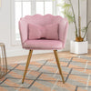 Velvet Upholstered Accent Chair Wing Back Armchair with Pilow & Metal Legs Pink
