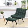 Upholstered Velvet Tufted Accent Chair Tub Armchair Lounge Sleep Sofa With Stool