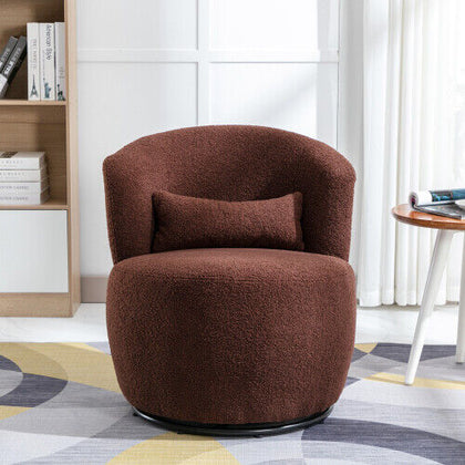 Swivel Tub Chair Teddy Fabric Accent Armchair Barrel Chairs Reading Chair BT