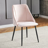 Set of 2 Pink Velvet Dining Chairs Kitchen Dinning Room Metal Leg Padded Modern