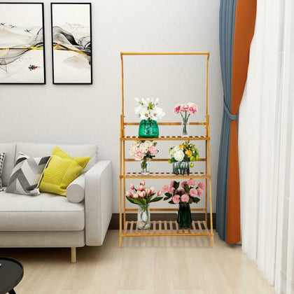 3 Layers Foldable Storage Shelving Corner Plant Stand Garden Ladder Rack UK