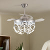 Ceiling Mount Fandelier Remote Retractable Blade Led Ceiling Fan Light Lamp 42''