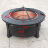 Fire Pit Table Round Metal Firepit Heater w/ BBQ Grill Shelf, Spark Screen,Poker