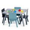 Kids Table and Chairs Set Wooden 5-Piece Toddler Furniture Set W/Building Blocks