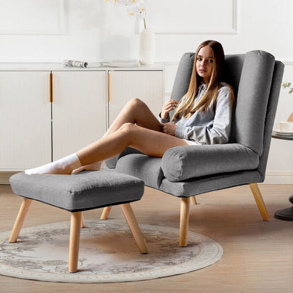 Orthopedic Recliner Armchair Fireside Relax Sleeper Sofa Chair and Footstool Set