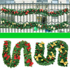 9ft Thick Christmas Garland XMAS Decorative Pre-Lit LED Lights Door Shop Wreath