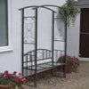 Iron Garden Arbour Pergola with Bench 2-Seater Plant Climbing Archway Loveseat