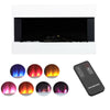 Glass Electric Fire White LED Flame Mantel Fireplace WiFi Wall Mounted Heater UK