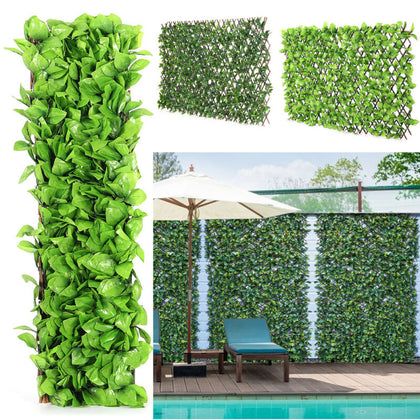 Garden Expandable Hedge Screening Fence Artificial Laurel Leaf Wicker Fencing UK