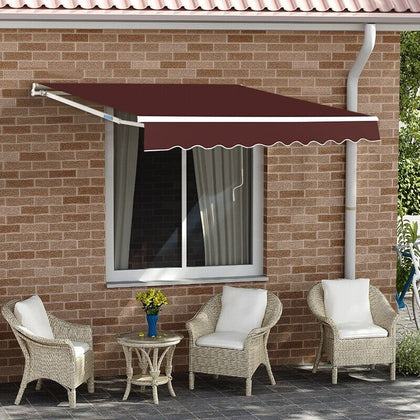 Outdoor Garden Awning Manual Canopy Patio Retractable Sun Shade Shelter350X300cm
