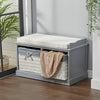 Wooden Shoe Bench with Cushion Shoes Storage Bench Padded Seat Shelves Drawers