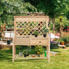 Wood Raised Garden Bed with Trellis Freestanding Garden Elevated Planter Stand