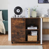 Brown Filing Cabinet Mobile Printer Stand W/2 Drawers 1 Door 3 Shelves