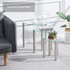 Nest of 3 Clear Tempered Glass Tables Side End Sofa Lamp Corner Table Metal Legs