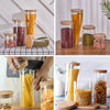 4PC Glass Storage Jars with Bamboo Lids Modern Kitchen Food Storage Airtight UK