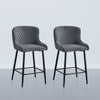 Set of 2 Bar Stools Velvet Modern Bar Chairs Metal Legs Home Kitchen Dining Room